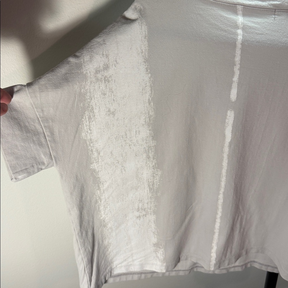 Designer Moyuru oversized Slate gray‎ painted texture Short Sleeve Top - Med.